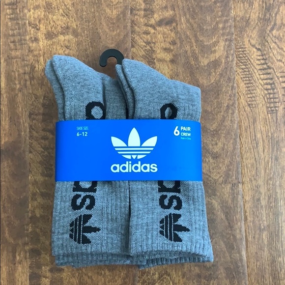 adidas Other - Adidas Men’s Crew Socks 6 Pack Shoe Size 6-12